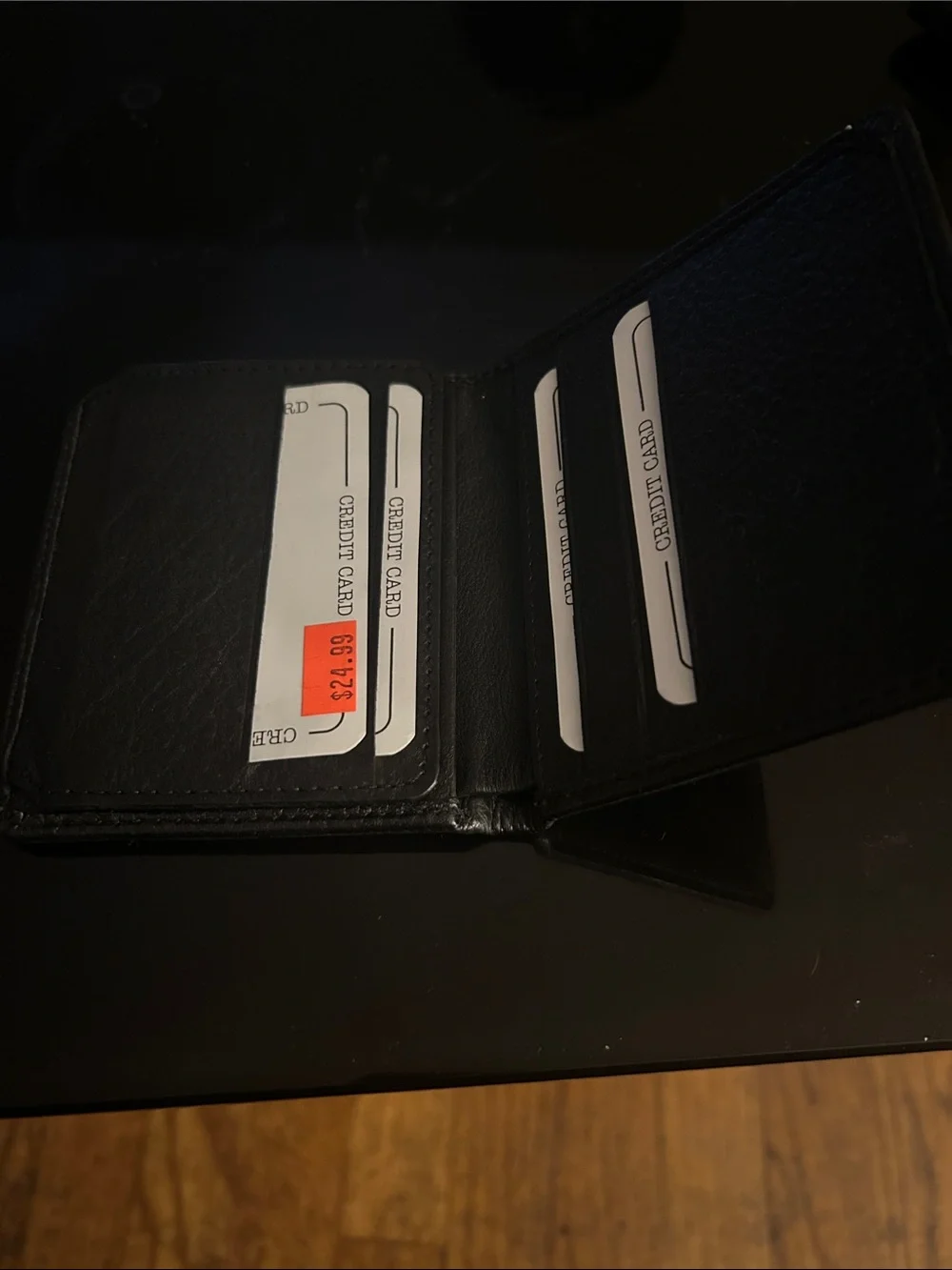 Minimal Black Genuine Leather Card & Key Holder